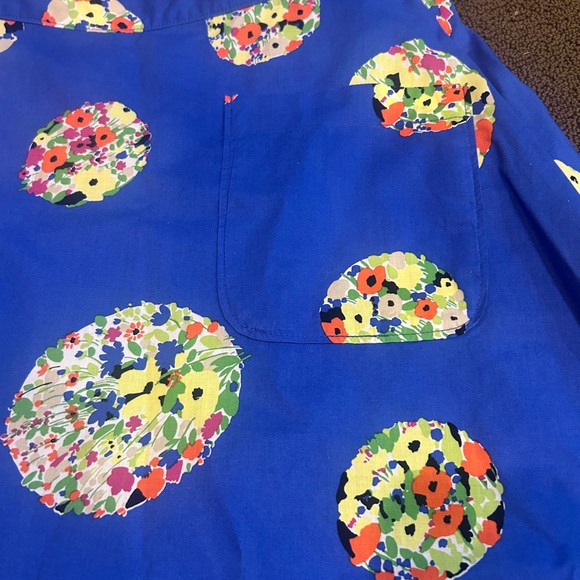 Anthropologie Royal Blue Floral Polka Dot A-Line Skirt - Picture 2 of 2